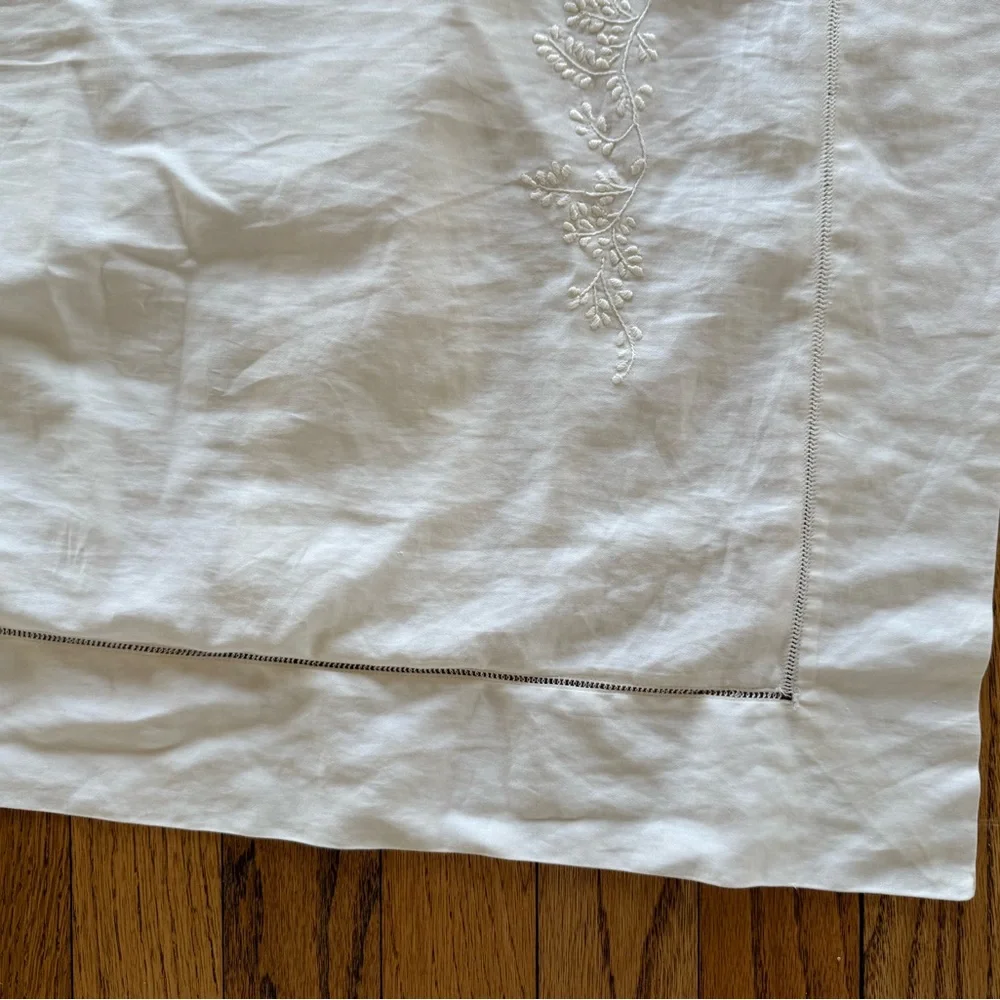 Sferra Euro Continental Sham 32x32 White Egyptian Cotton Hand Embroidered